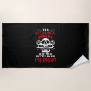 Mechanic I Am A Mechanical Engineer Beach Towel