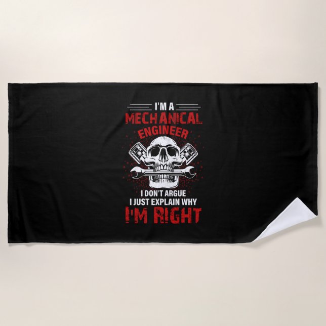 Mechanic I Am A Mechanical Engineer Beach Towel (Front)