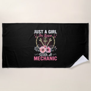 Mechanic Just A Girl In Love With A Mechanic Beach Towel