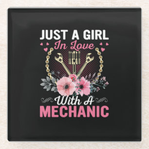 Mechanic Just A Girl In Love With A Mechanic Glass Coaster