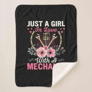 Mechanic Just A Girl In Love With A Mechanic Sherpa Blanket