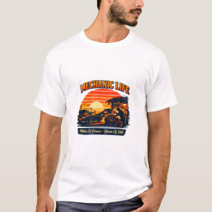 Mechanic Life Retro Sunset Miles Of Grease Tee