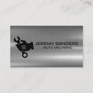 Mechanic Logo   Metallic Background Business Card