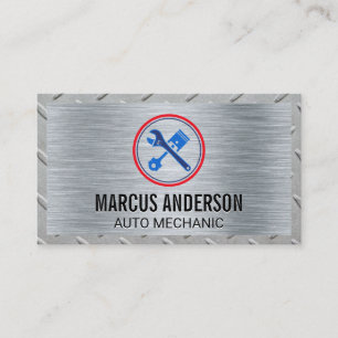 Mechanic Logo Wrench and Piston Business Card