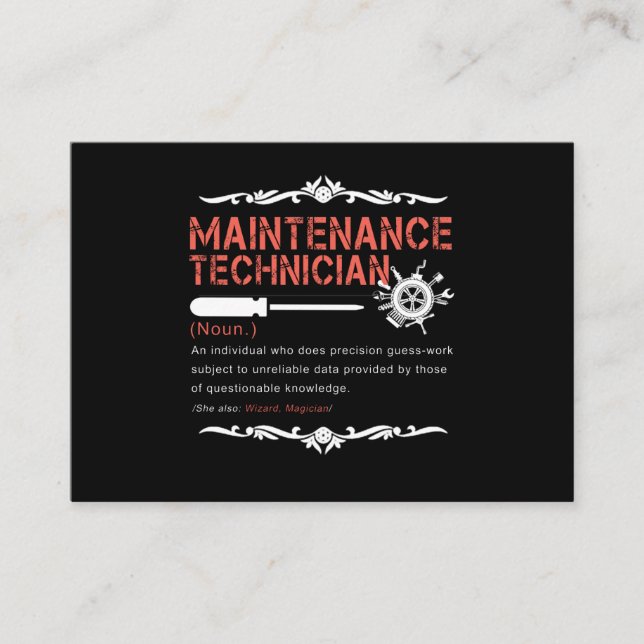 Mechanic Lovers |Maintenance Technician Definition Enclosure Card (Front)