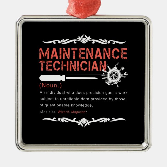 Mechanic Lovers |Maintenance Technician Definition Metal Ornament (Front)