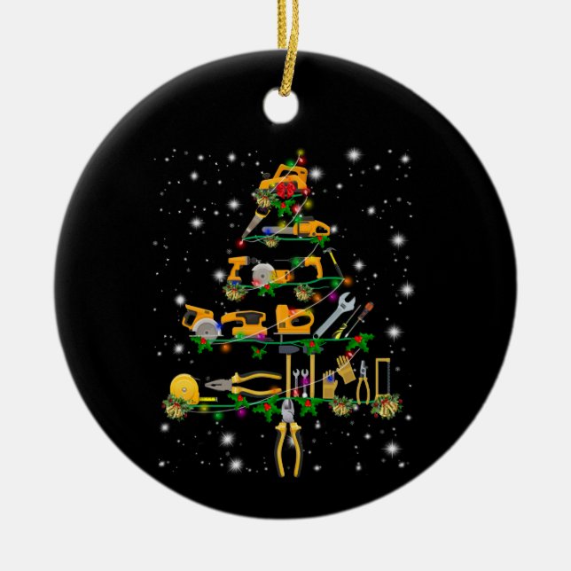 Mechanic Lovers | Mechanic Christmas Tree Ceramic Ornament (Front)