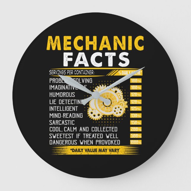 Mechanic Lovers | Mechanic Facts Large Clock (Front)