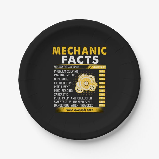 Mechanic Lovers | Mechanic Facts Paper Plate (Front)