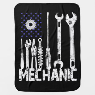 Mechanic Lovers   Mechanic USA Flag Baby Blanket