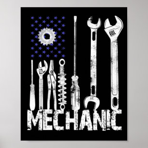 Mechanic Lovers   Mechanic USA Flag Poster
