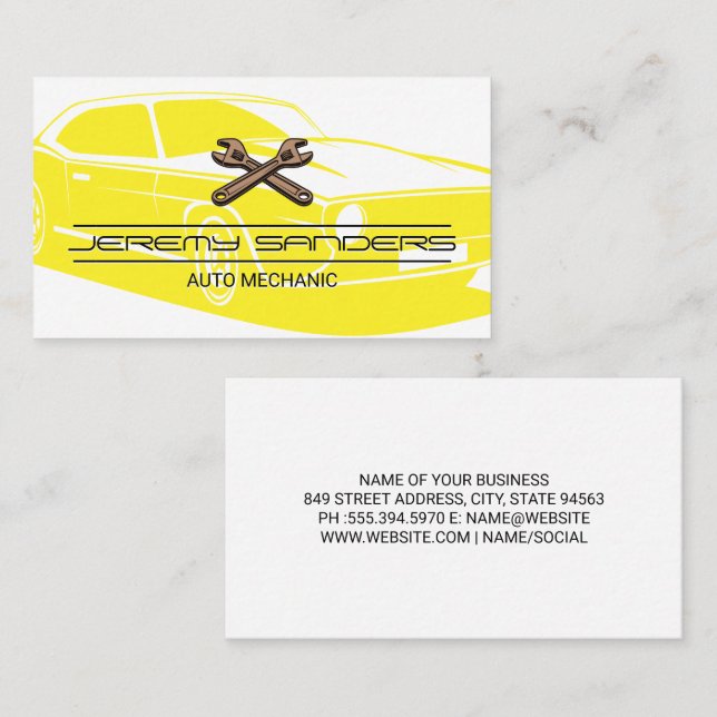 Mechanic | Muscle Car | Wrenches Business Card (Front/Back)