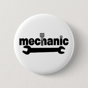 Mechanic Nuts and Bolts Text 6 Cm Round Badge