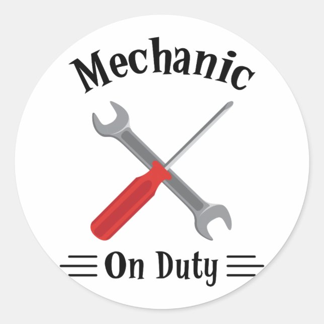 Mechanic On Duty Classic Round Sticker (Front)