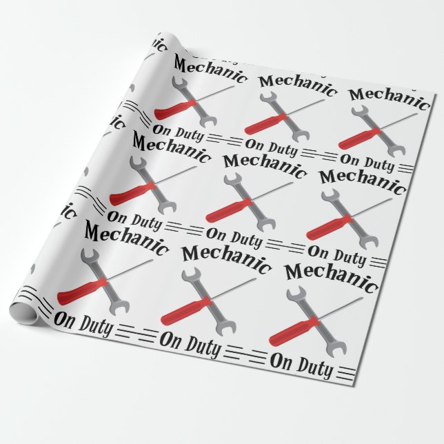 Mechanic On Duty Wrapping Paper (Unrolled)