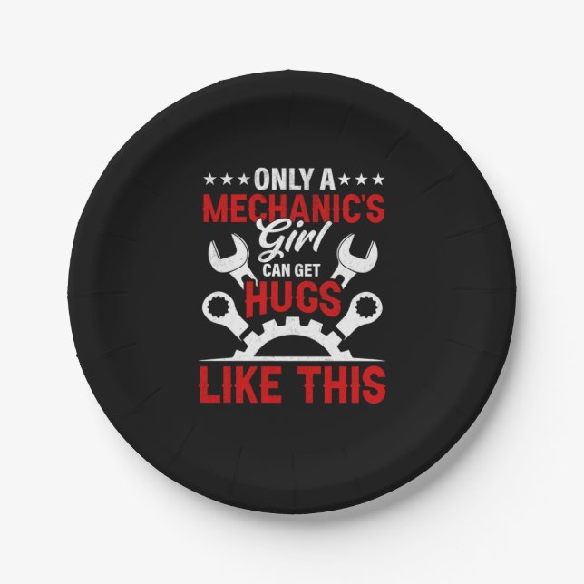 Mechanic Only A Mechanic's Girl Paper Plate (Front)