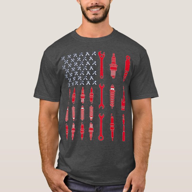 Mechanic  Patriotic Mechanic USA American Flag T-Shirt (Front)