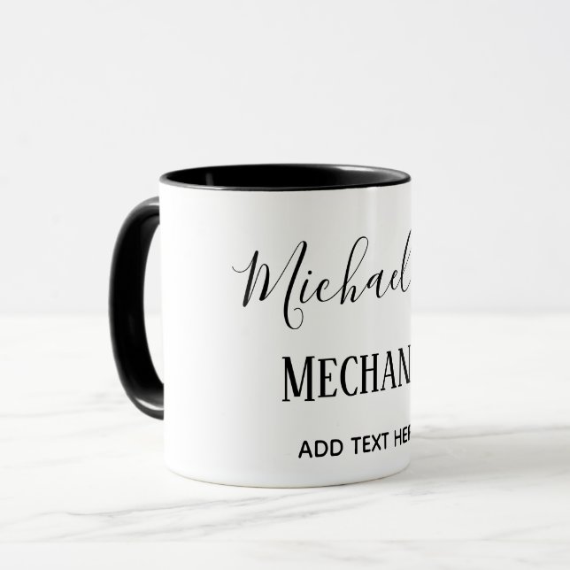 MECHANIC Personalised gifts CLASSIC Black White Mug (Front Left)