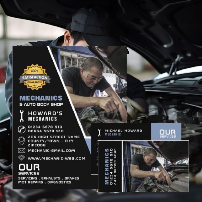 Mechanic Photo, Auto Mechanic & Repairs Business Card (Creator Uploaded)