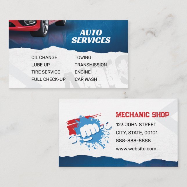 Mechanic Shop | Auto Services |  Business Card (Front/Back)