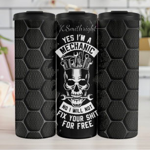 Mechanic Skull Free Fix Warning Thermal Tumbler