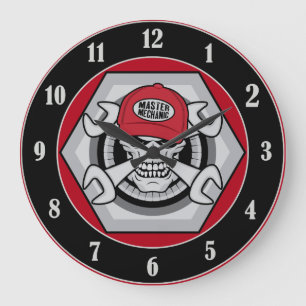 Mechanic Skull Large Clock
