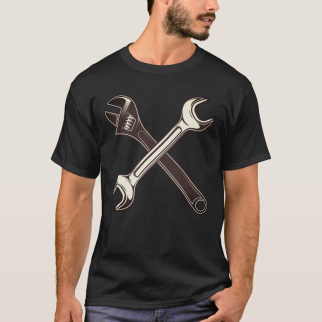 Mechanic spanner wrench and adjustable wrench T-Shirt (Front)