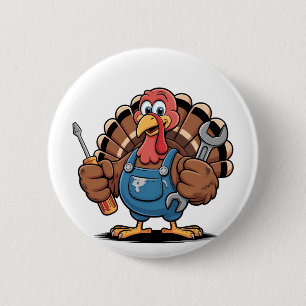 Mechanic Squad Turkey Thanksgiving Gobbler  6 Cm Round Badge