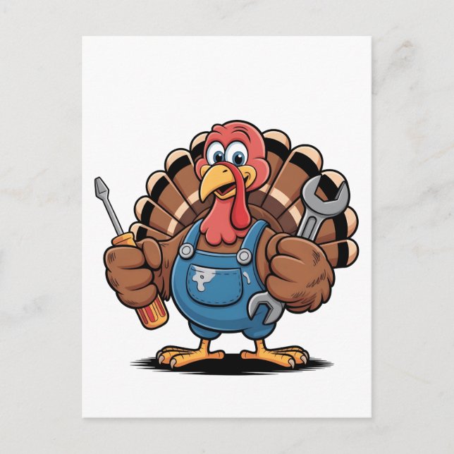 Mechanic Squad Turkey Thanksgiving Gobbler  Announcement Postcard (Front)