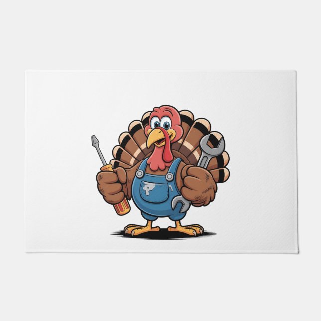 Mechanic Squad Turkey Thanksgiving Gobbler  Doormat (Front)