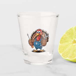 Mechanic Squad Turkey Thanksgiving Gobbler Shot Glass