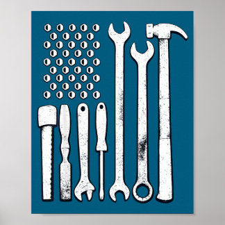 Mechanic Tools American Flag Usa Illustration Poster
