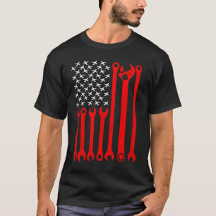 Mechanic US Flag Plane Aircraft Repairing Mechanic T-Shirt