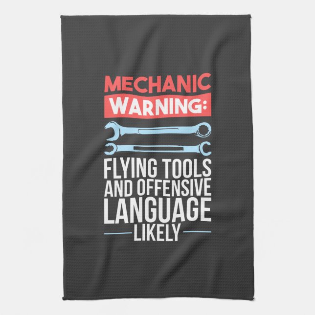 Mechanic - Warning Tea Towel (Vertical)