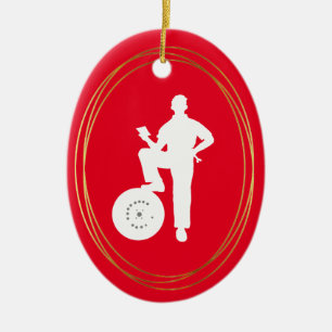 Mechanic White Silhouette Christmas Ornament