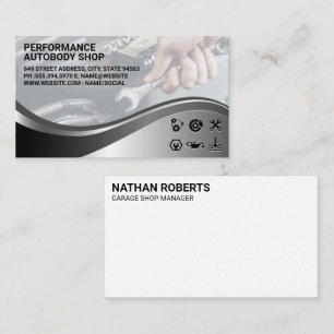 Mechanic with Wrench   Auto Garage Shop Business Card
