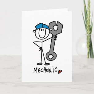 Mechanic With Wrench Stick Figure Card