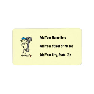 Mechanic With Wrench Stick Figure Label