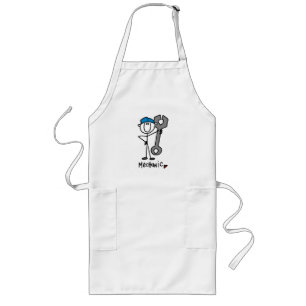 Mechanic With Wrench Stick Figure Long Apron