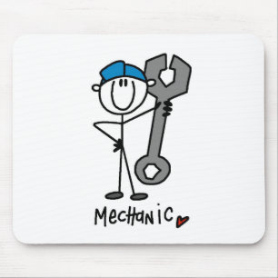 Mechanic With Wrench Stick Figure Mouse Pad