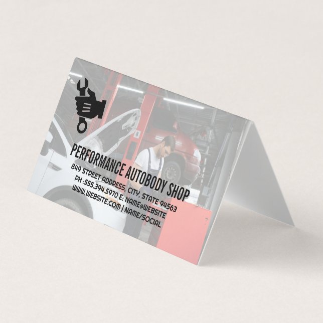 Mechanic Working on Car | Auto Repair Business Card (Front)