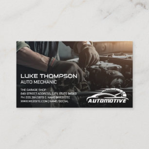Mechanic Working on Engine   Auto Services Logo Business Card