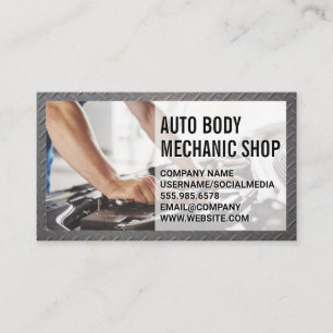 Mechanic Working on Engine Business Card