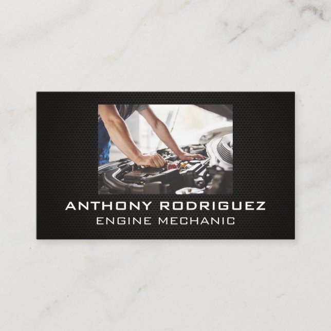 Mechanic Working on Engine Business Card (Front)