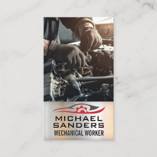 Mechanic Working on Engine Business Card