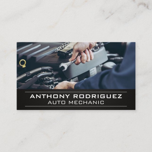 Mechanic Working on Engine Business Card (Front)