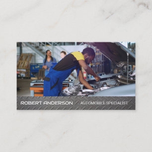 Mechanic Working on Engine   Car Repairman Business Card