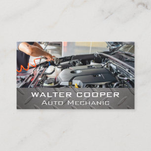 Mechanic working on Engine   Steel Business Card