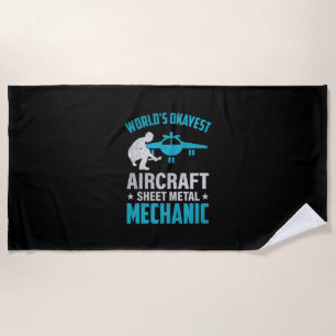 Mechanic World's Okayest Mechanic Beach Towel