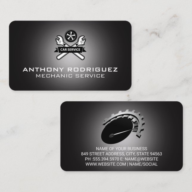 Mechanic Wrench Car Repair Logo Business Card (Front/Back)